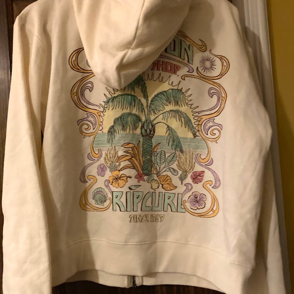 NWT Ron Jon Surf Shop Rip Curl Ivory Hoodie Size Small - Picture 4 of 8